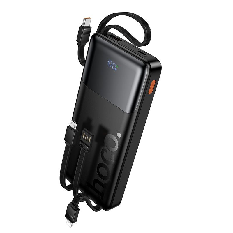 Powerbank 10000 mAh QC PD 2A 22,5W with built-in cables USB A + USB C + Lightning + Micro USB Hoco J156 black