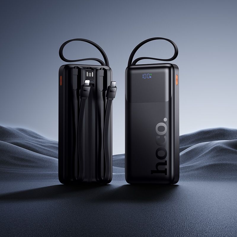 Powerbank 10000 mAh QC PD 2A 22,5W with built-in cables USB A + USB C + Lightning + Micro USB Hoco J156 black