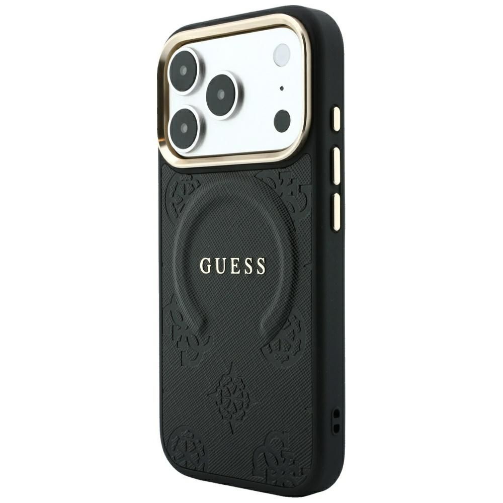 Case for IPHONE 18 Pro/17 Pro compatible with MagSafe (Saffiano Peony Ring) black