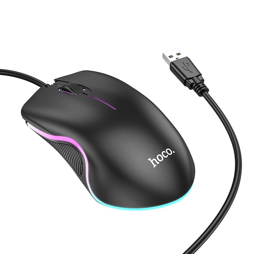 Wire gaming mouse Hoco USB A 1000 dpi with flashing light GM19 black