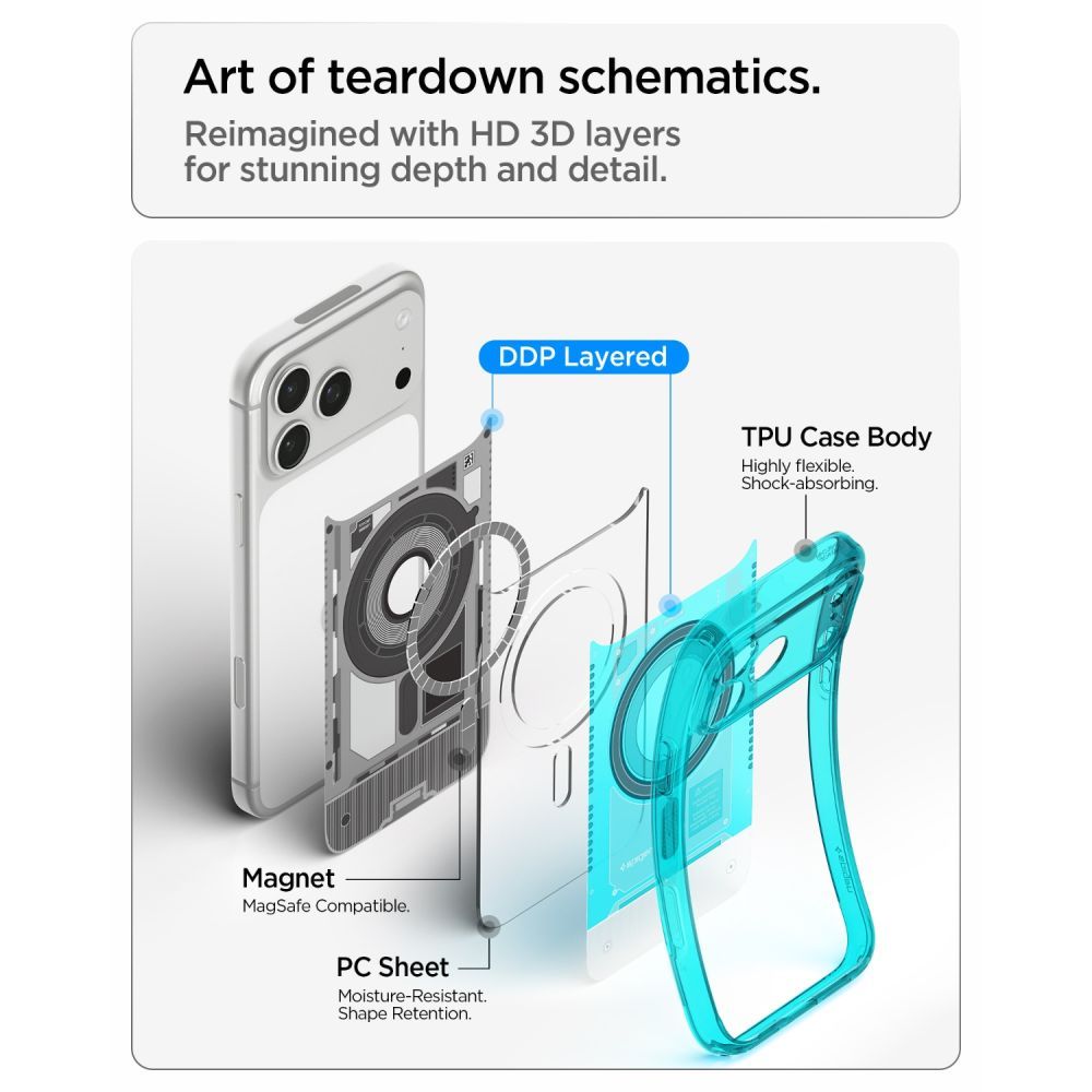SPIGEN case ULTRA HYBRID compatible with MagSafe for IPHONE 17 Pro/18 Pro c-one bondi blue