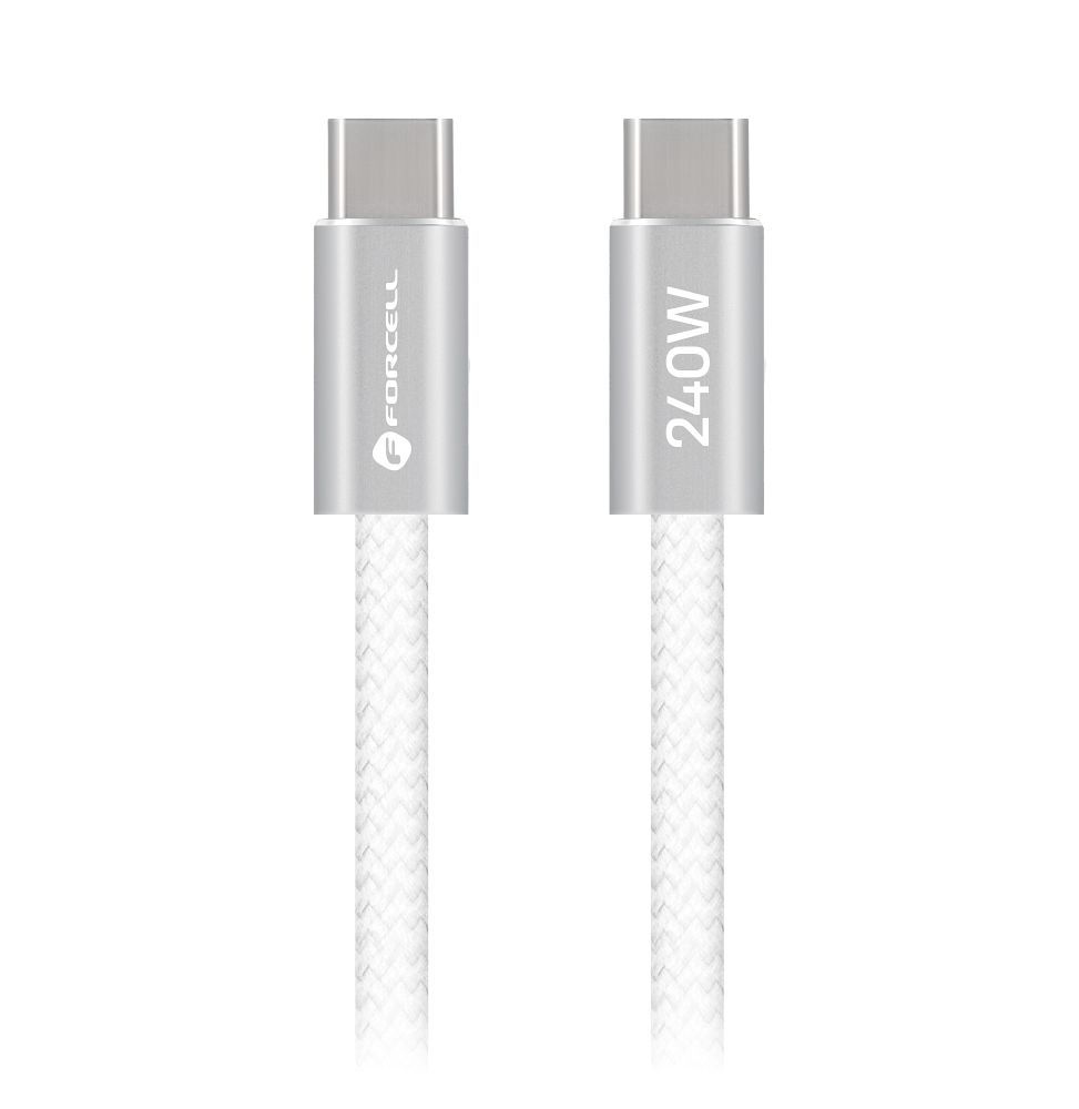Cable USB C to USB C Forcell F-Energy QC4.0 PD 5A 240W Cafule Color 2 m CBN1 white