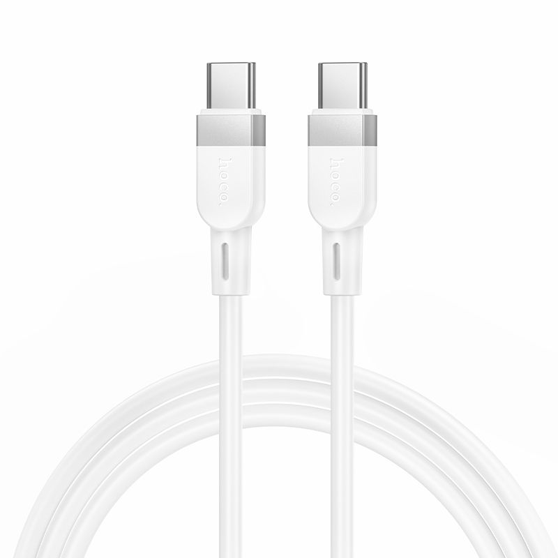 Silicone Cable USB C to USB C Hoco 3A 60W 1 m X109 white