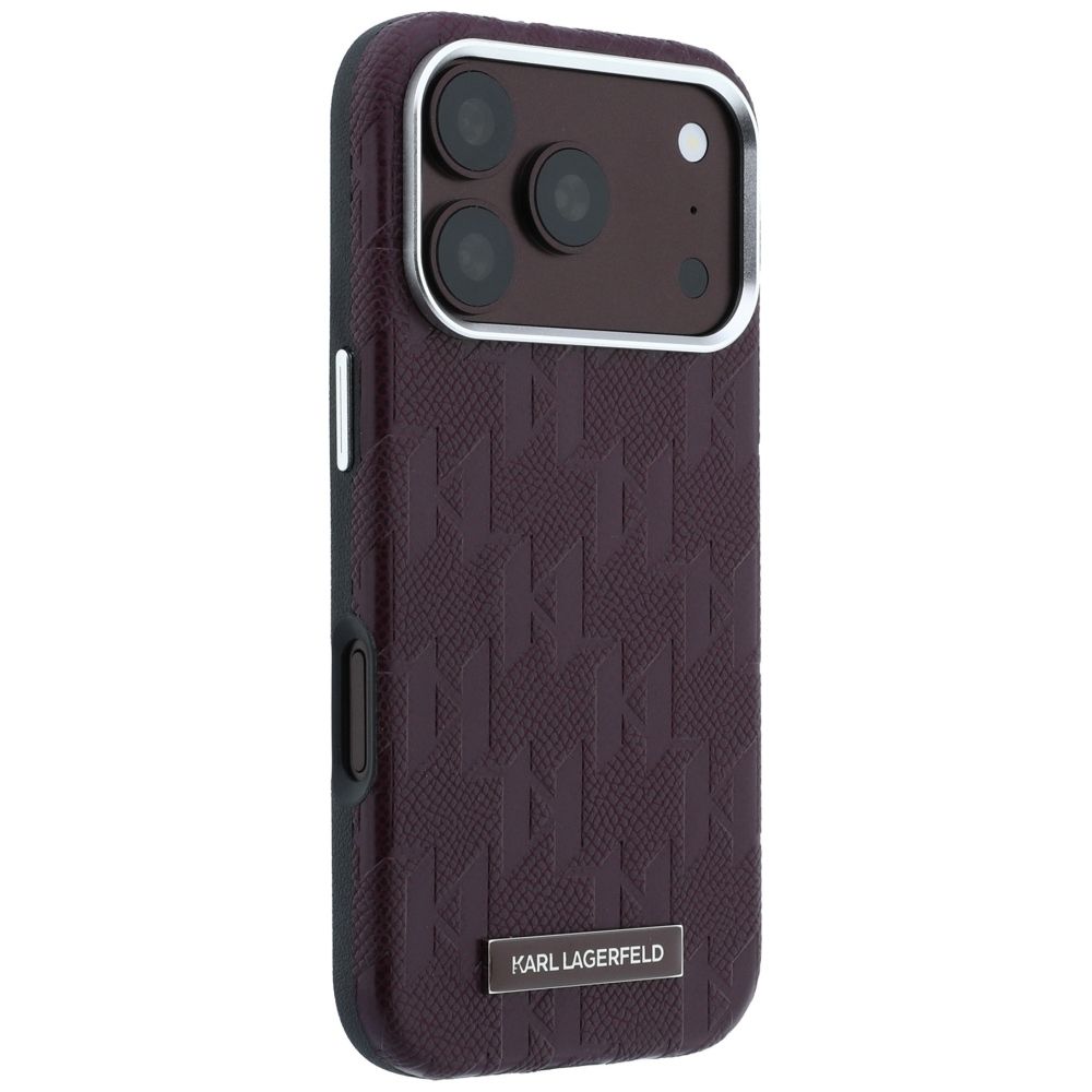 KARL LAGERFELD case for IPHONE 18 Pro/17 Pro compatible with MagSafe (Mono Resin Logo) burgundy