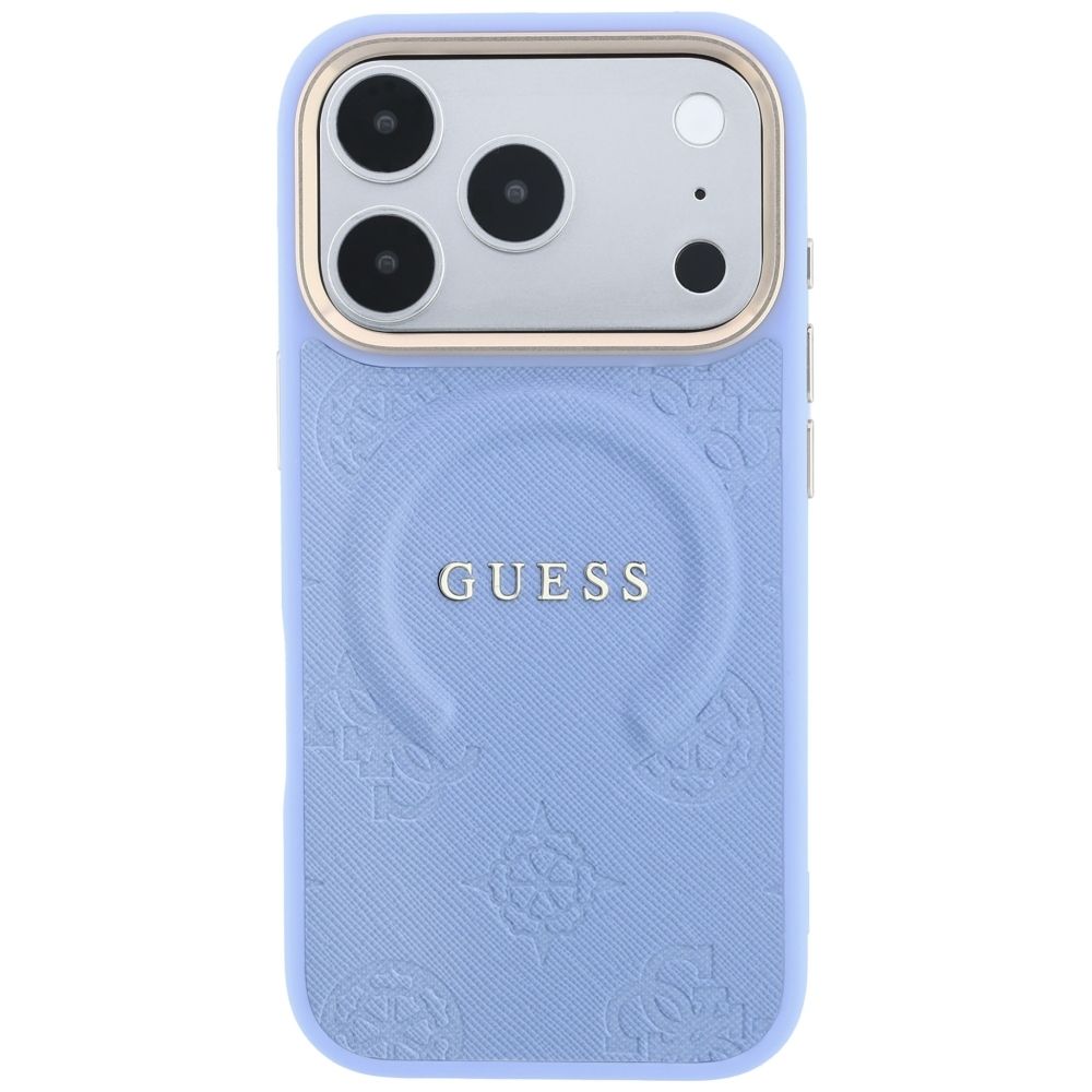 Case for IPHONE 18 Pro Max/17 Pro Max compatible with MagSafe (Saffiano Peony Ring) light blue