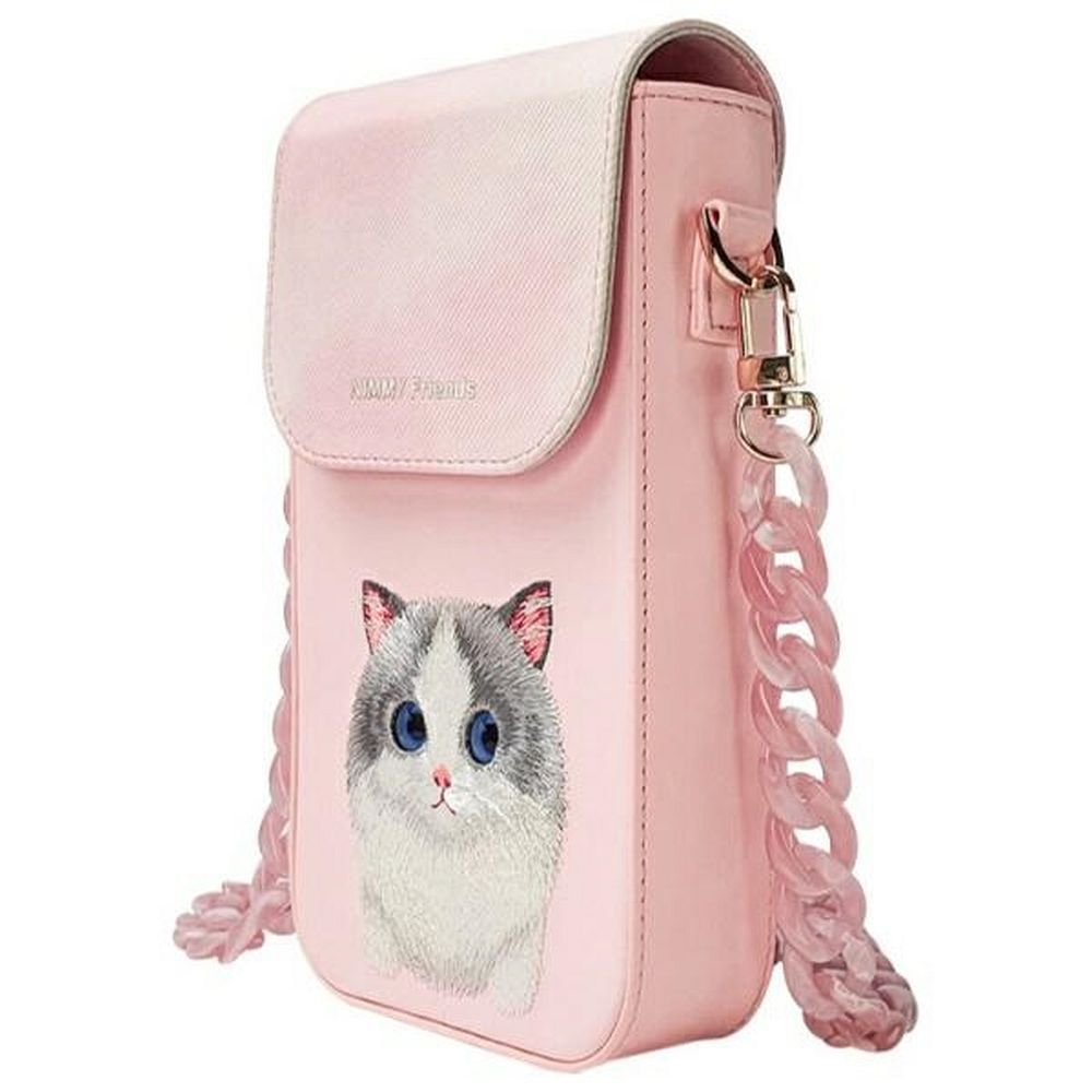 Phone case wallet handbag 3-in-1 Set Nimmy Big Eyed Pet 2.0 cat pink