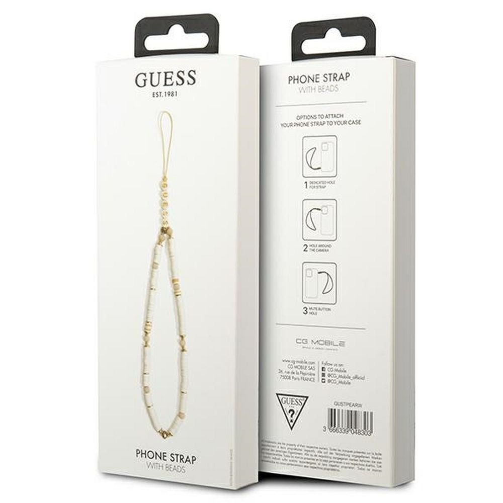 GUESS phone strap GUSTPEARW (Heishi Beads) white