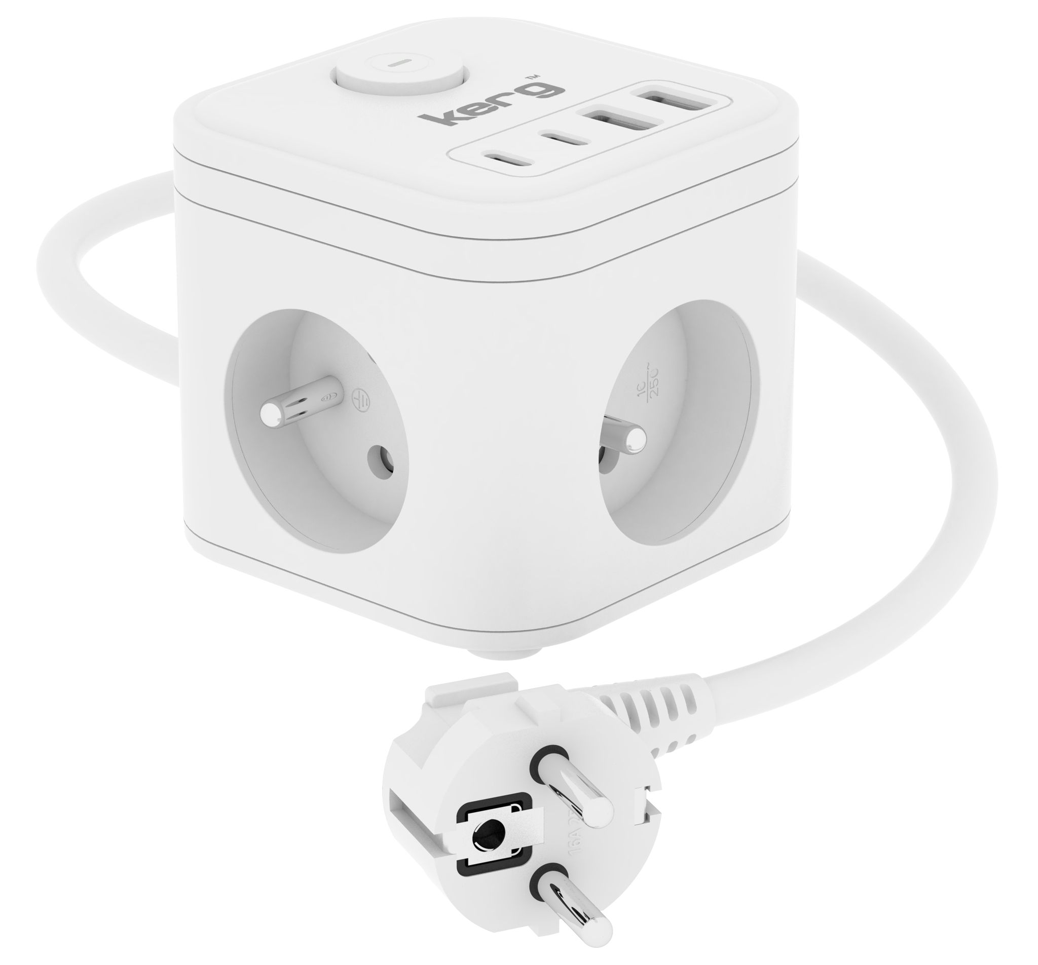 KERG 3-socket power strip with USB-A