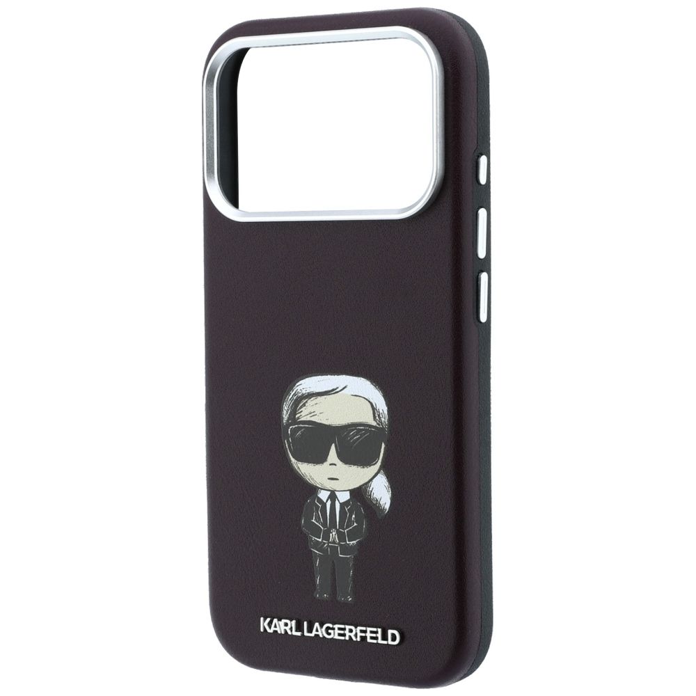 KARL LAGERFELD case for IPHONE 18 Pro Max/ 17 Pro Max compatible with MagSafe (Smooth Ikonik Sketch) burgundy