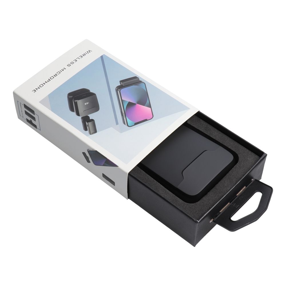 Mikrofon krawatowy bezprzewodowy Typ C z etui ładującym S11 czarny