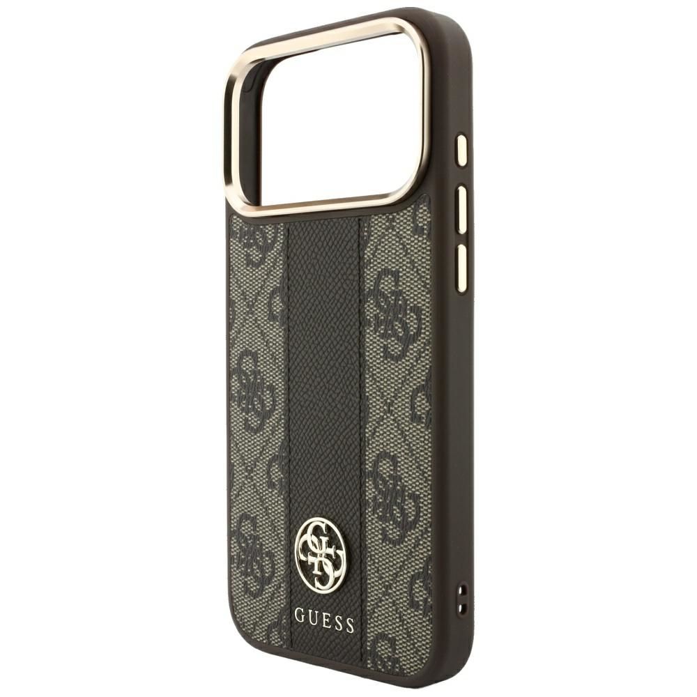 Case for IPHONE 18 Pro Max/17 Pro Max compatible with MagSafe (Stripe Round and Classic Logos 4G) brown