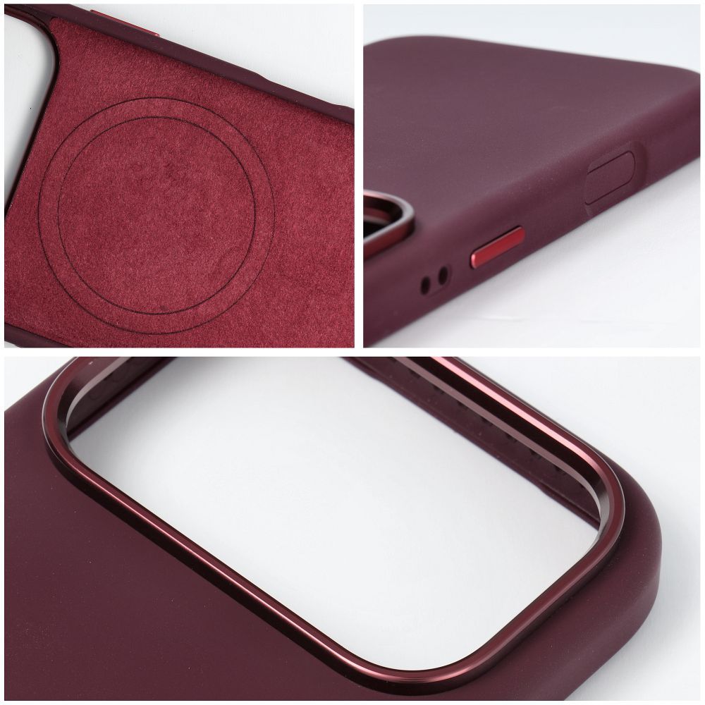 Case for iPhone 18 Pro / 17 Pro Forcell F-Protect Frame Premium compatible with Magsafe dark cherry