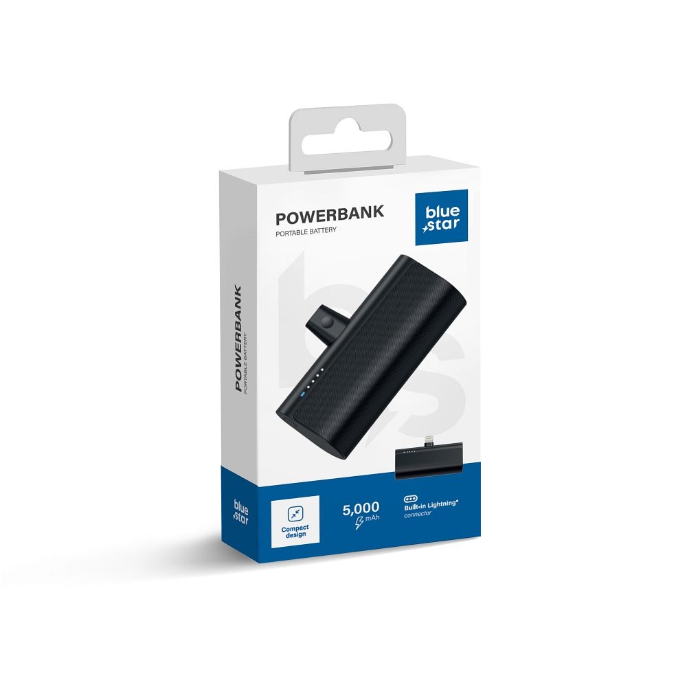 Powerbank Blue Star W0556P 2,1A 5000 mAh with a built-in connector Lightning black
