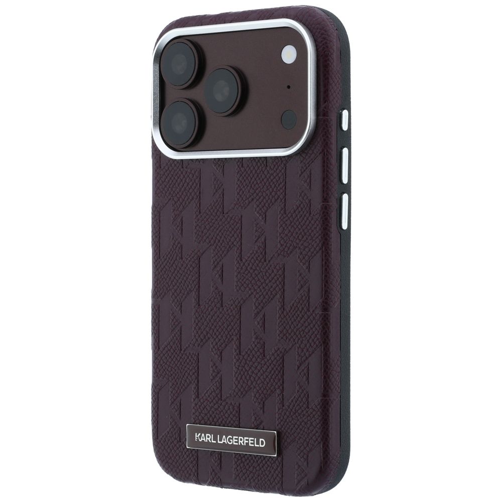 KARL LAGERFELD case for IPHONE 18 Pro Max/17 Pro Max compatible with MagSafe (Mono Resin Logo) burgundy