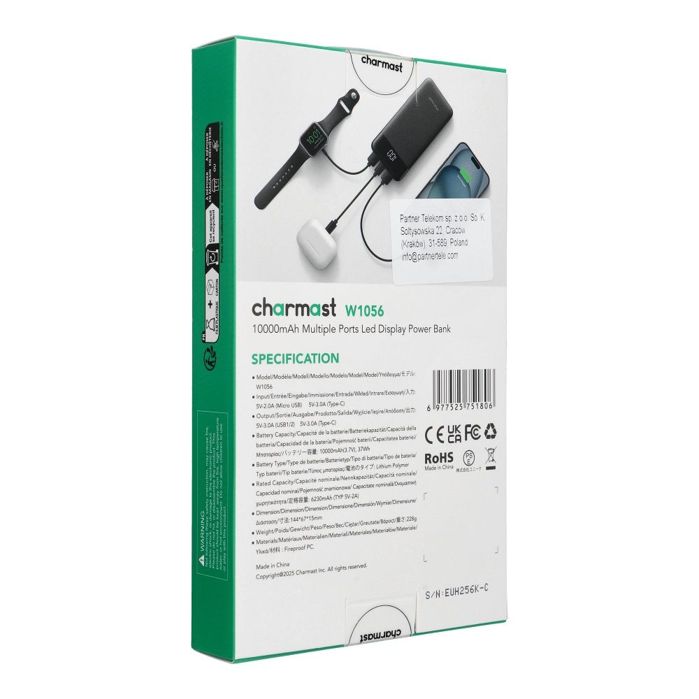 Powerbank Charmast W1056 10000 mAh 3A czarny