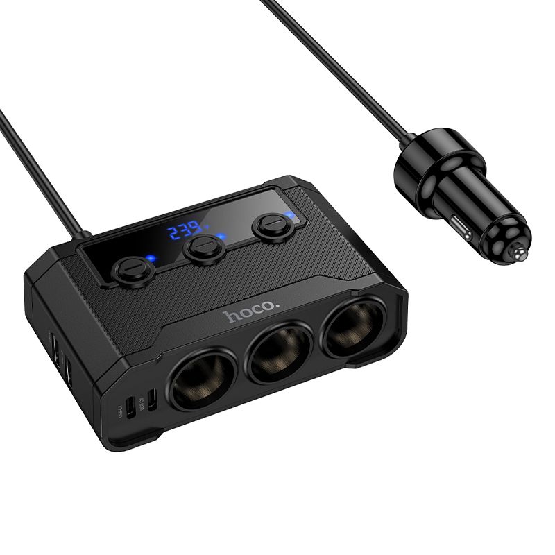 Car charger Hoco 2xUSB A + 2xUSB C+3x cigarette lighter ports PD QC3.0 240W Z64 black