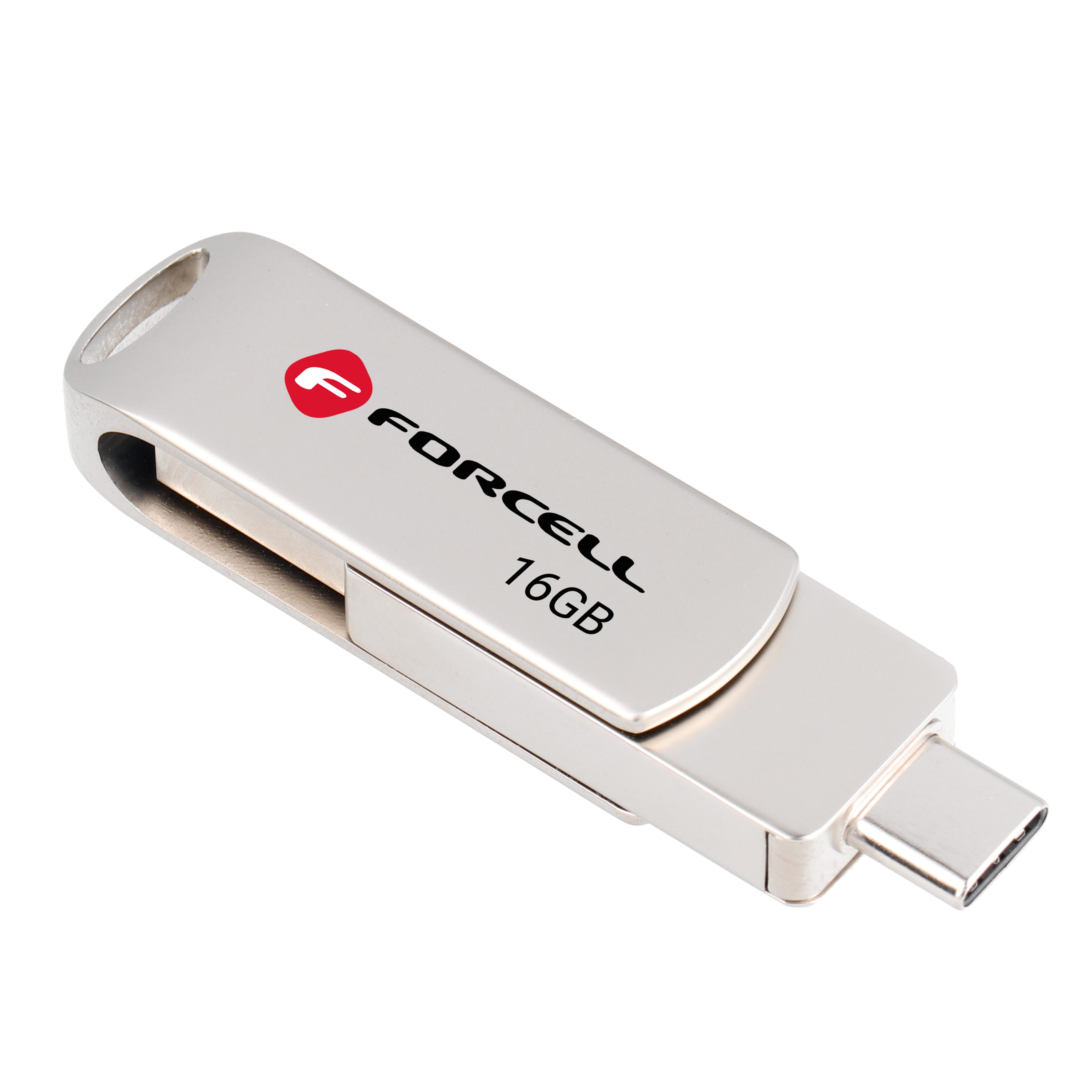 Pendrive 16GB USB 3.2 Gen 1 (USB A / USB C) Forcell F-Data Metal Duo silver
