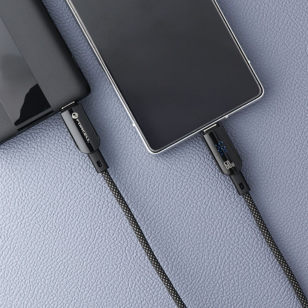 Cable USB C to USB C Forcell F-Energy QC4.0 PD 5A 100W Digital 1,2 m C277 black