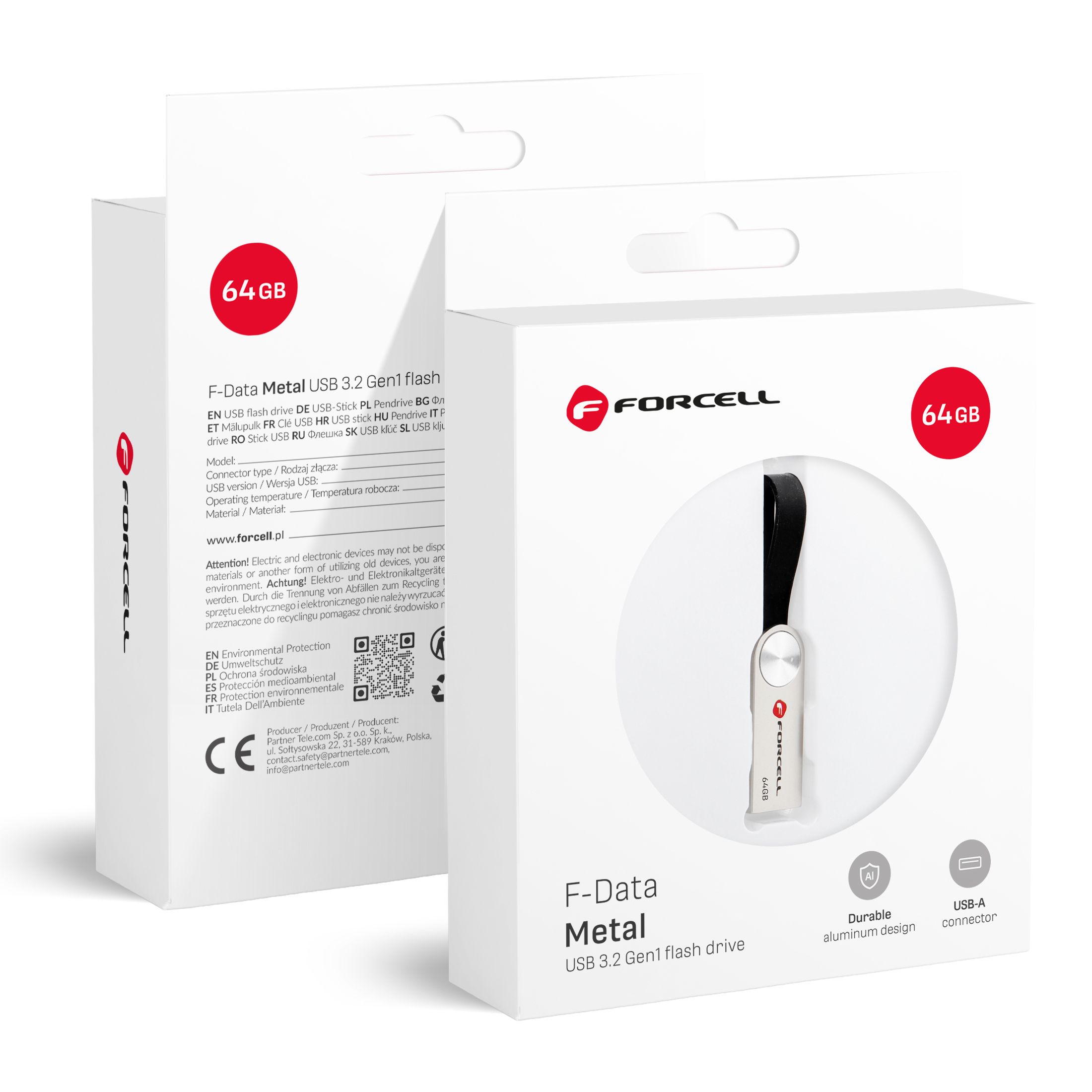 Pendrive 64GB USB 3.2 Gen 1 (USB A) Forcell F-Data Metal silver