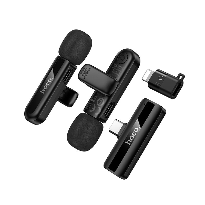 Wireless double microphone Lightning / USB C Hoco L20A black