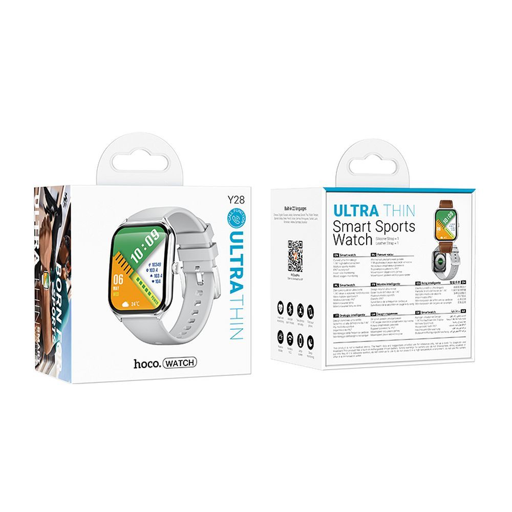 Smartwatch Hoco 1,96" AMOLED IP67 z funkcją rozmowy Y28 srebrny