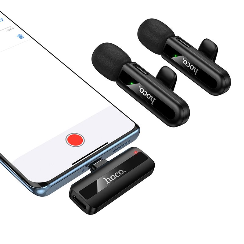 Wireless double microphone Lightning / USB C Hoco L20A black