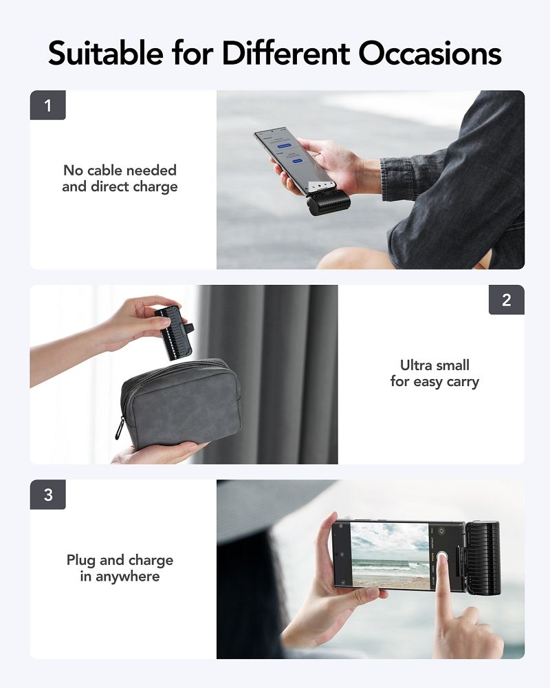 Powerbank Veger PlugOn (W0558) PD QC3.0 3A 20W 5000 mAh with a built-in connector Type C czarny