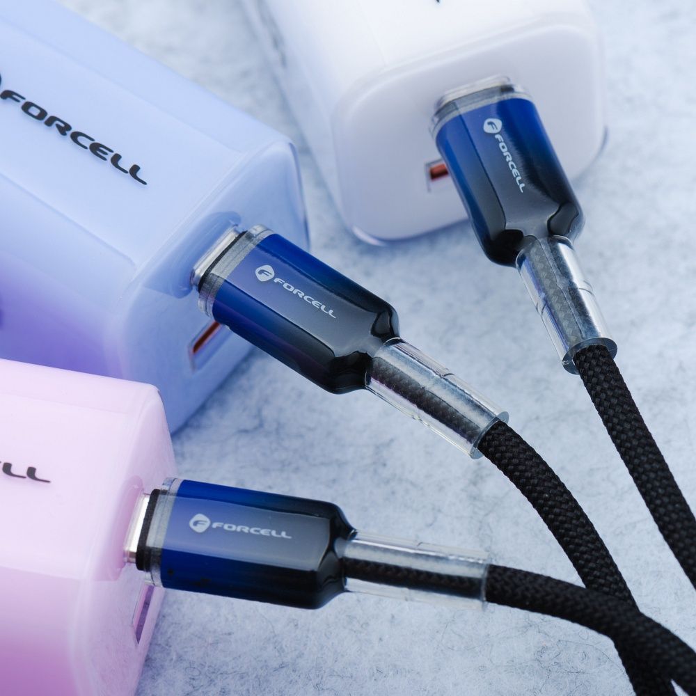 Cable USB C to Lightning Forcell F-Energy PD 3A 27W Gradient 1 m C356 black