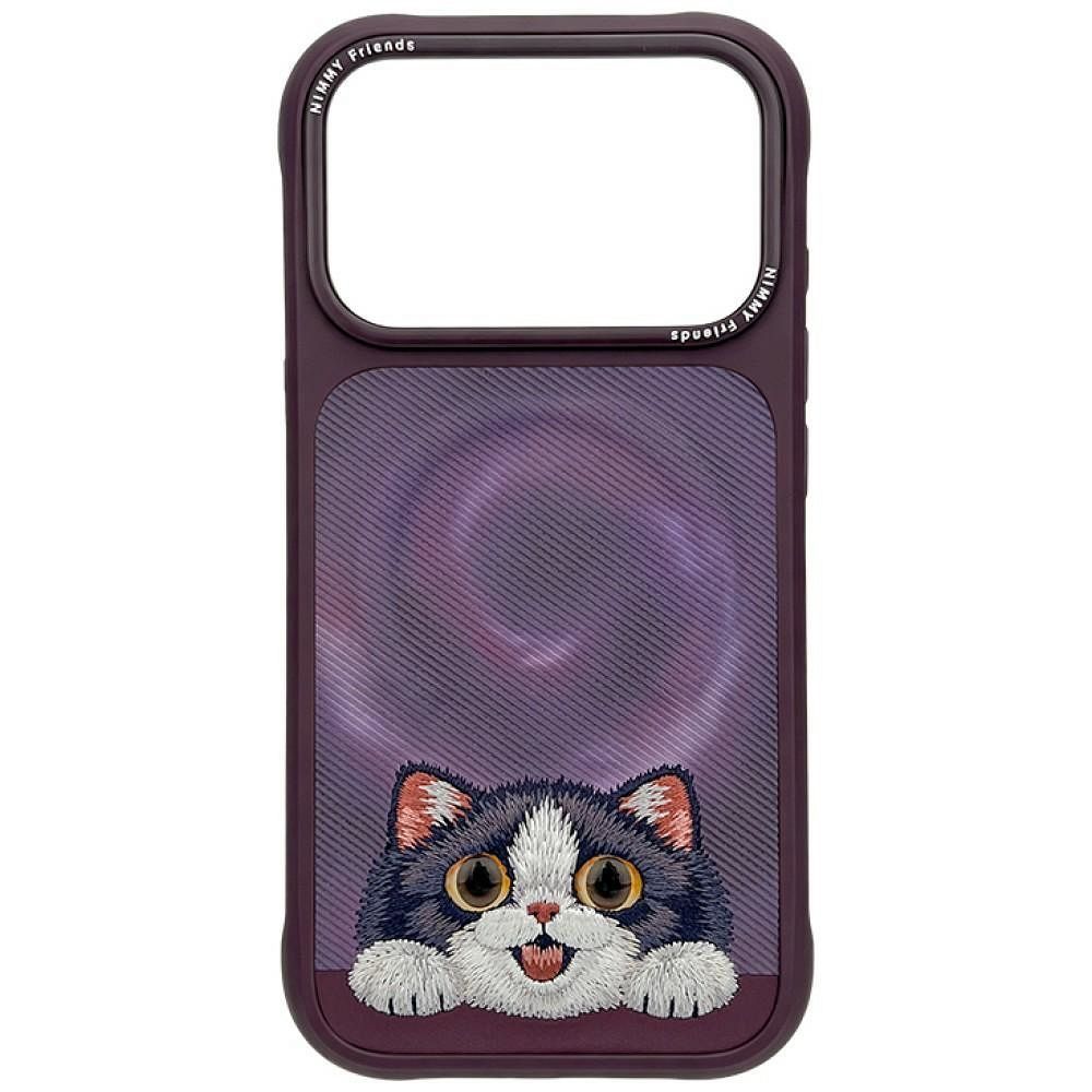 NIMMY case BIG EYED LYING CREAM CAT compatible with MagSafe for IPHONE 18 Pro Max/17 Pro Max purple