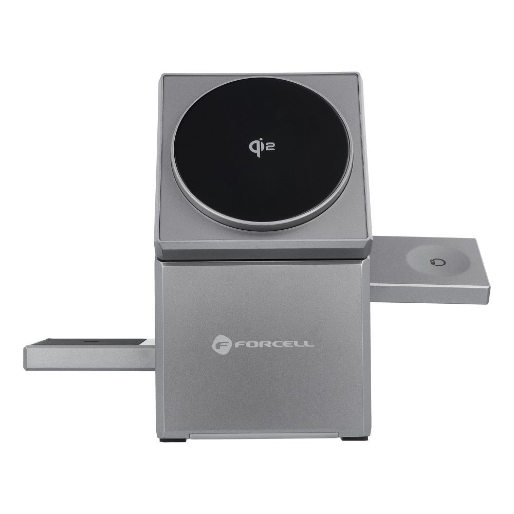 Wireless charger Forcell F-Energy 3in1 Rotation Cube Qi2 compatible with MagSafe (F-06) silver