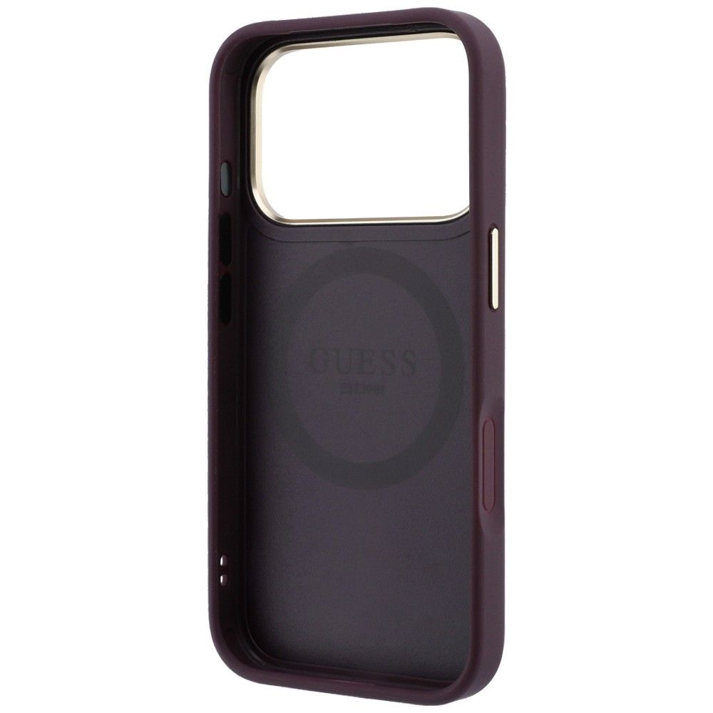 Case for IPHONE 18 Pro Max/17 Pro Max compatible with MagSafe (Stripe Peony 4G Logo) burgundy