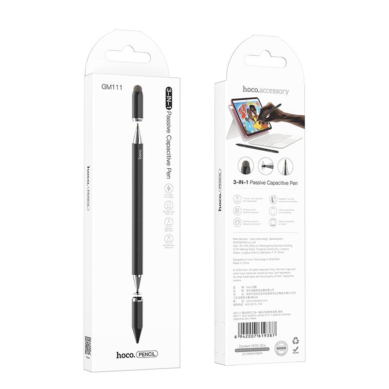 Capacitive pen for tablet passive Hoco 3in1 GM111 black