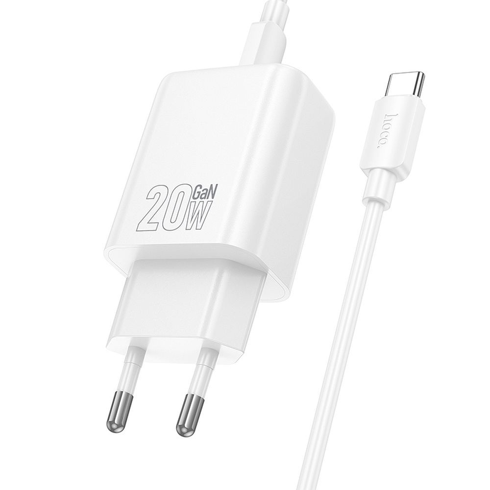Phone charger Hoco USB C QC PD 20W + cable USB C to Lightning N60 white