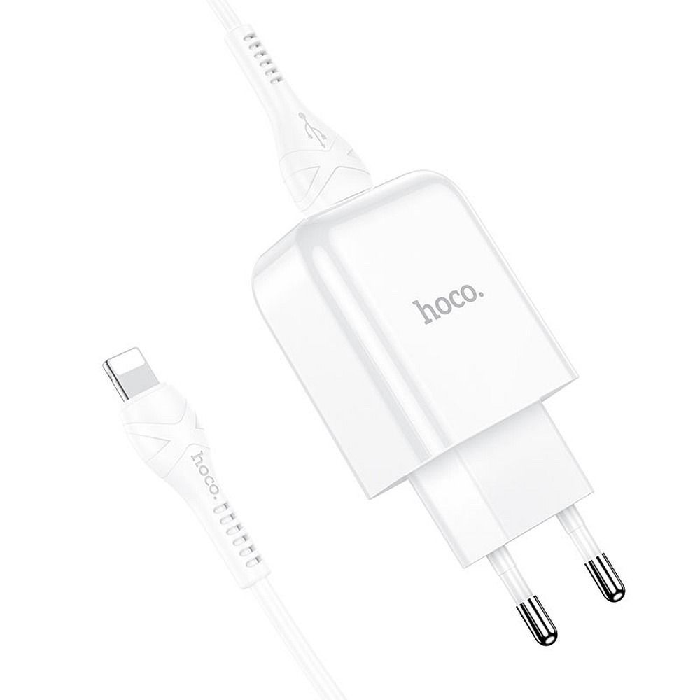 HOCO utazó töltő USB-A + USB-A–Lightning kábel 2 A, N2, fehér