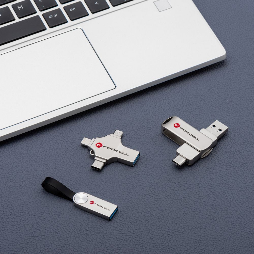 Pendrive 16GB USB 3.2 Gen 1 (USB A / USB C) Forcell F-Data Metal Duo silver