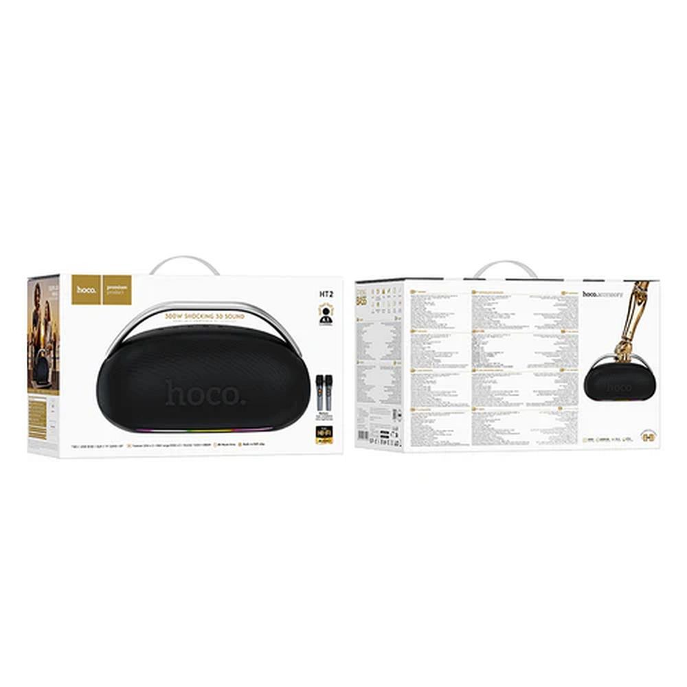 Wireless speaker 300W 8h + 2 x wireless microphons Hoco HT2 black