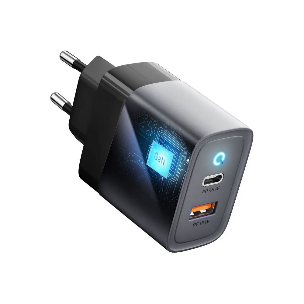 Forcell F-Energy GaN USB-C + USB-A QC4.0 PD 4A 45W VT-39 szürke telefon-töltő