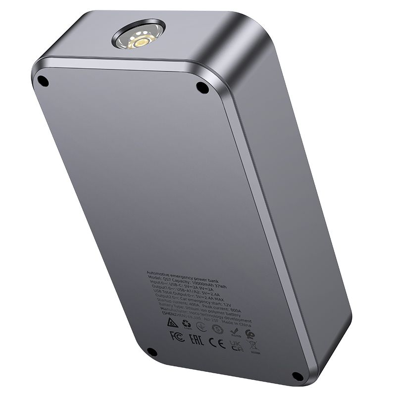 Powerbank 10000 mAh 2,4A 18W with a car jump-start function Hoco QS7 metal gray