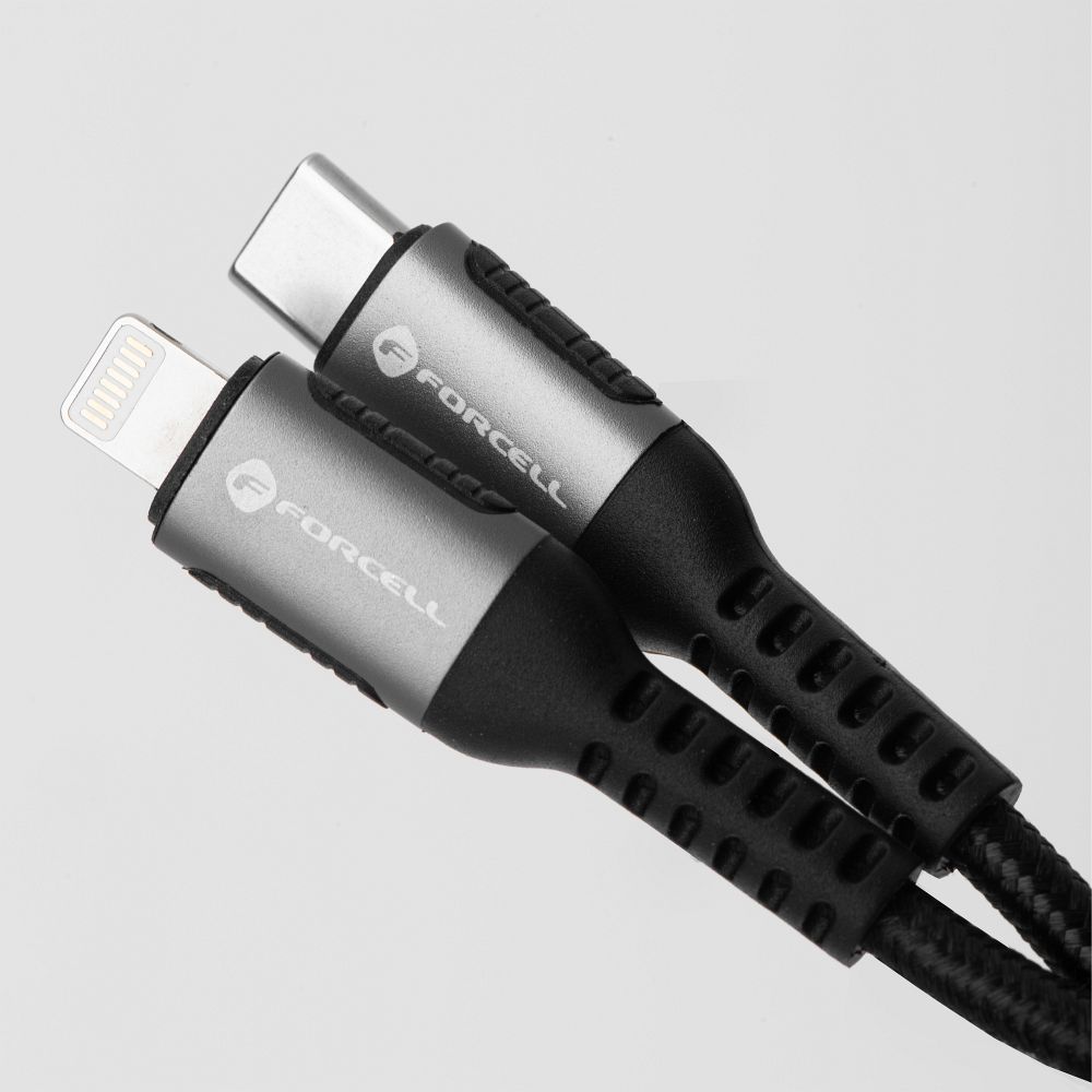 Cable USB C to Lightning Forcell F-Energy PD 3A 27W Cafule 0,25 m C259 black