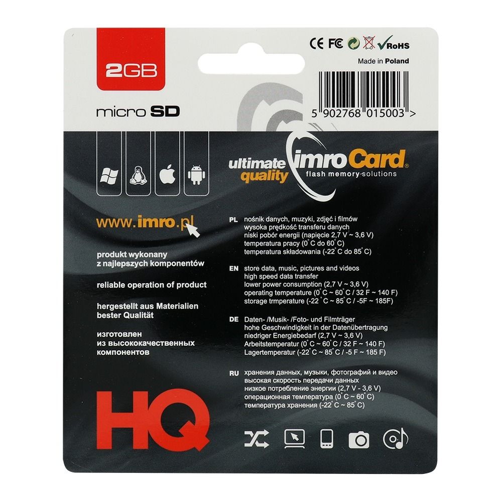IMRO karta pamięci microSD 2GB z adapterem SD
