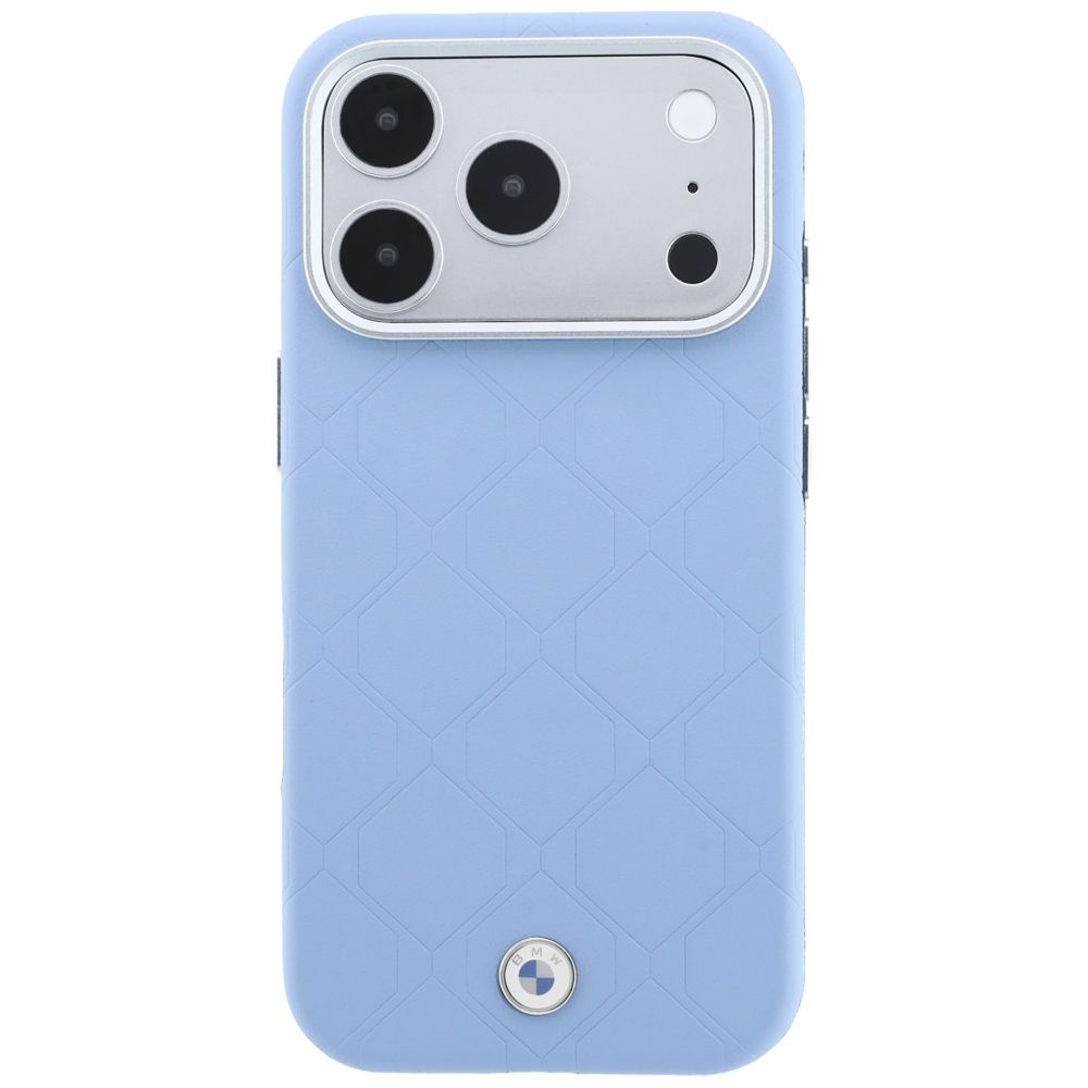 BMW case for IPHONE 18 Pro/17 Pro compatible with MagSafe (Sign Deboss Quilted W/ Metal Logo) blue