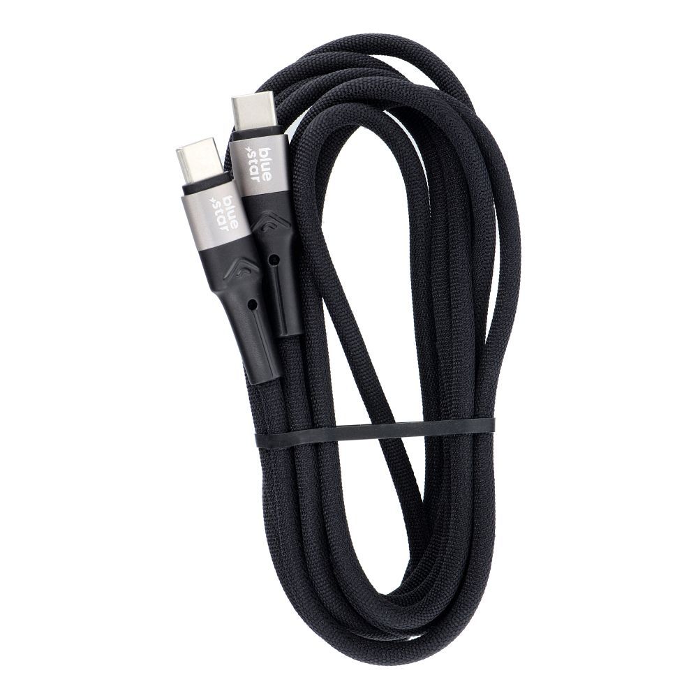 BLUE STAR fonott kábel 3A 60W, C-típus – C-típus, PD, QC4.0, TFK-DC-004, 2 m, fekete