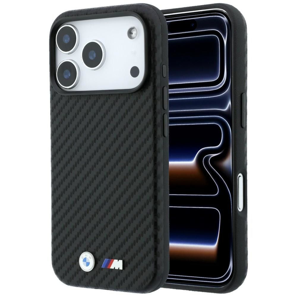BMW case for IPHONE 18 Pro Max/17 Pro Max compatible with MagSafe (Carbon Metal Logo) black