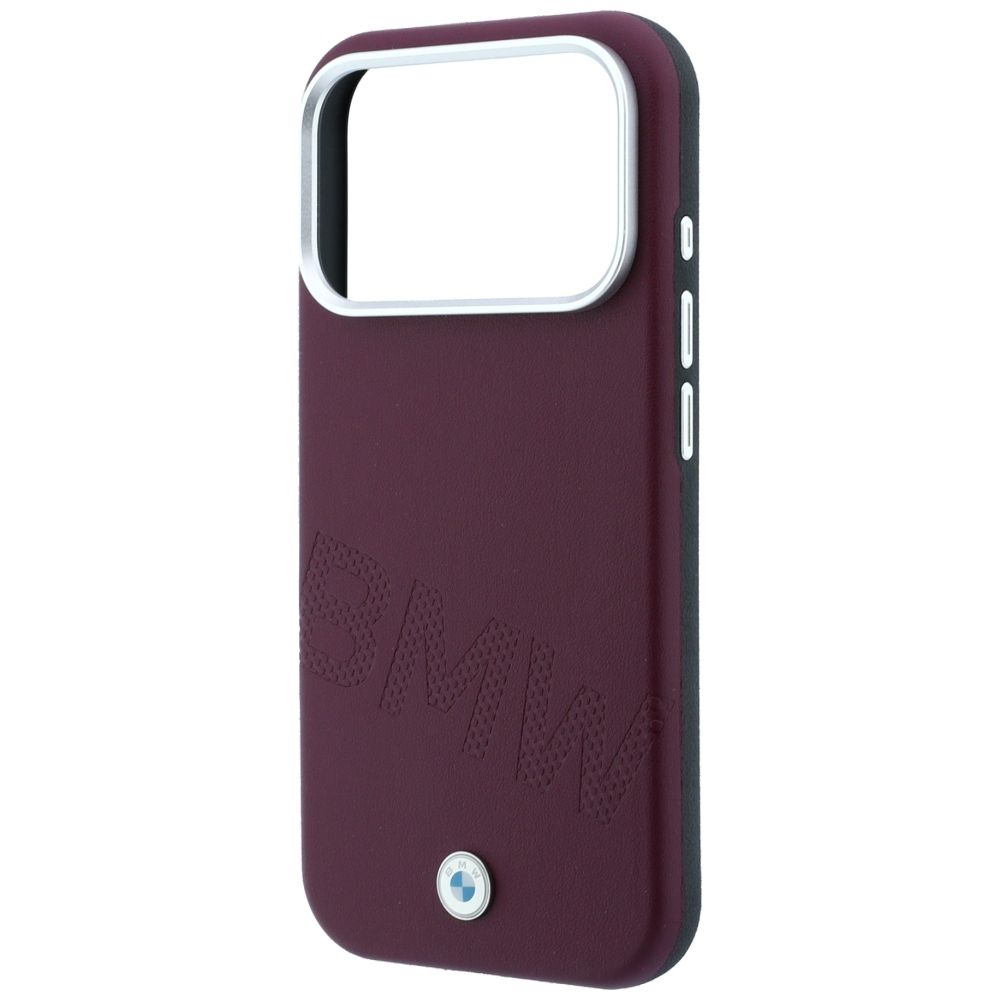 BMW case for IPHONE 18 Pro Max/17 Pro Max compatible with MagSafe (Sign Inclined Deboss Letters) burgundy