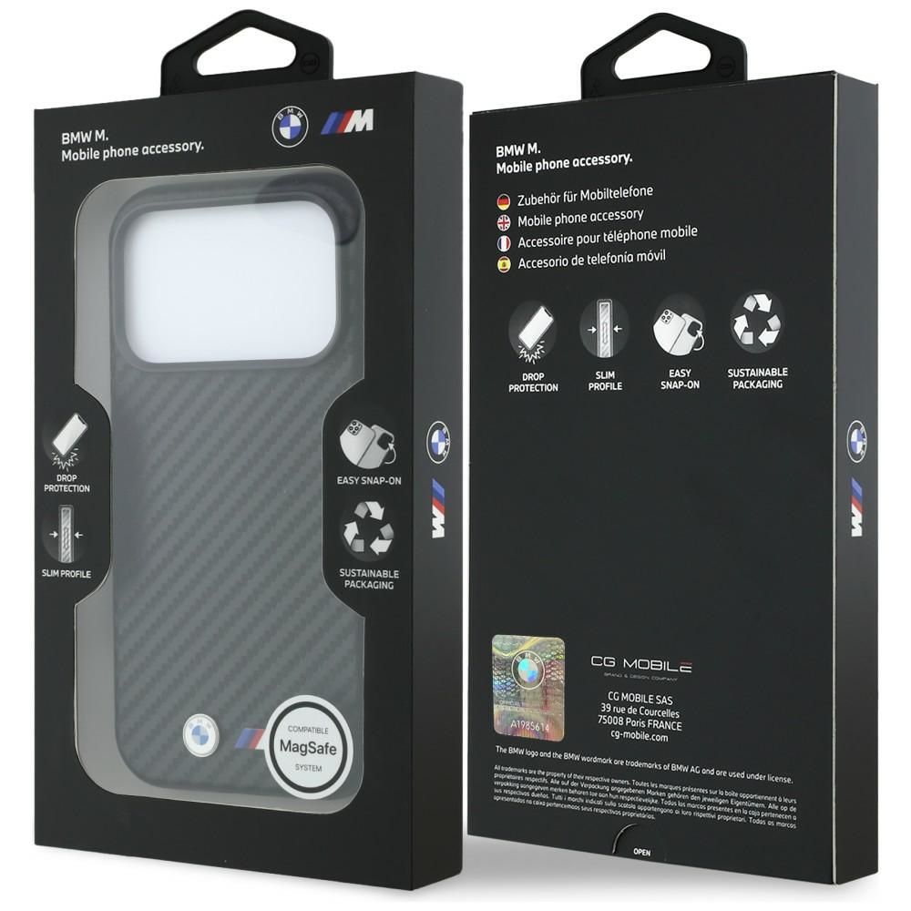 BMW case for IPHONE 18 Pro Max/17 Pro Max compatible with MagSafe (Carbon Metal Logo) black