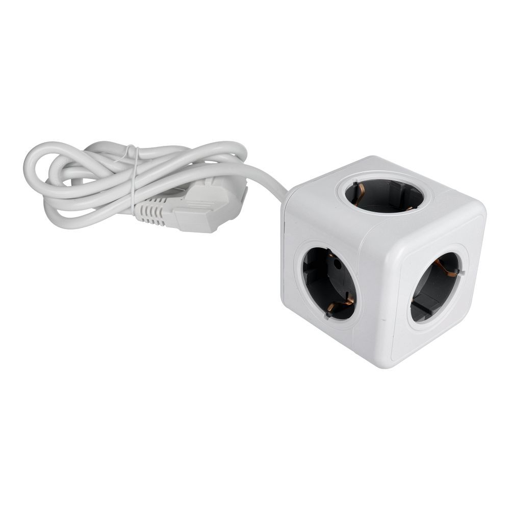 Power strip cube 5 sockets max 3680W with 1,4m power cable E03 white