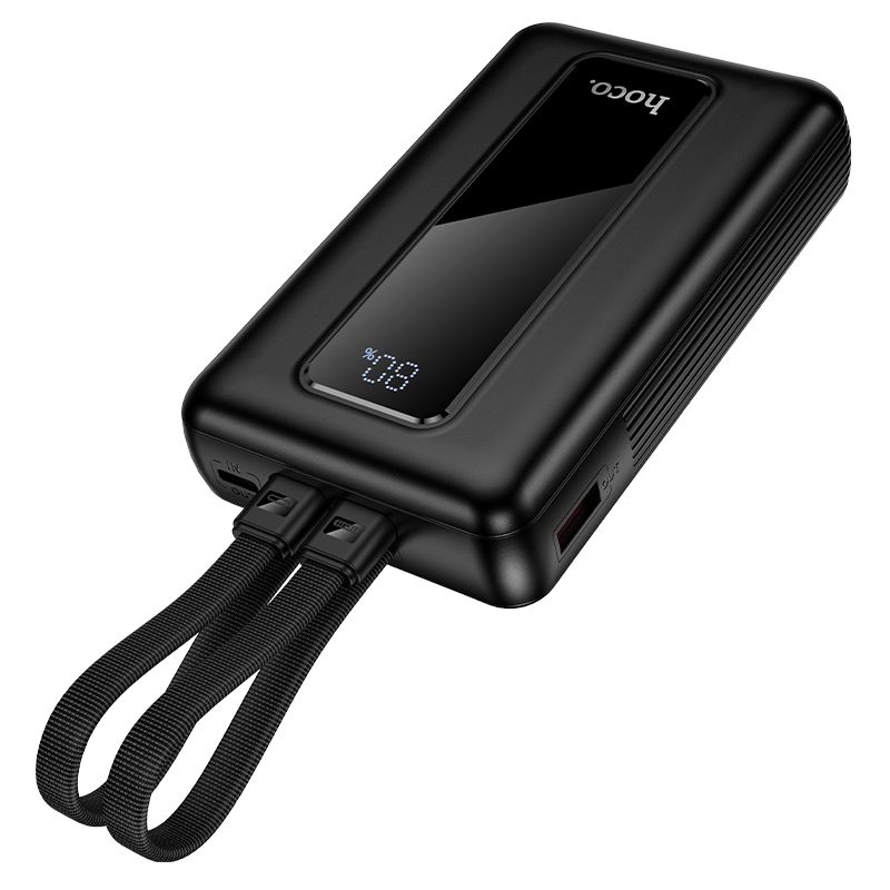 Powerbank 20000 mAh QC PD 22,5W with built-in cables USB C+ Lightning Hoco J162A black