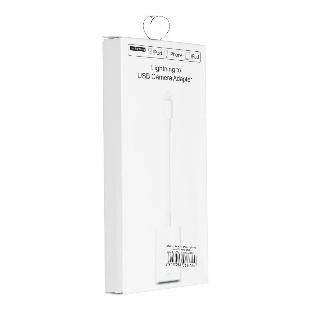 Adapter OTG USB A (żeński) do Lightning (męski) biały