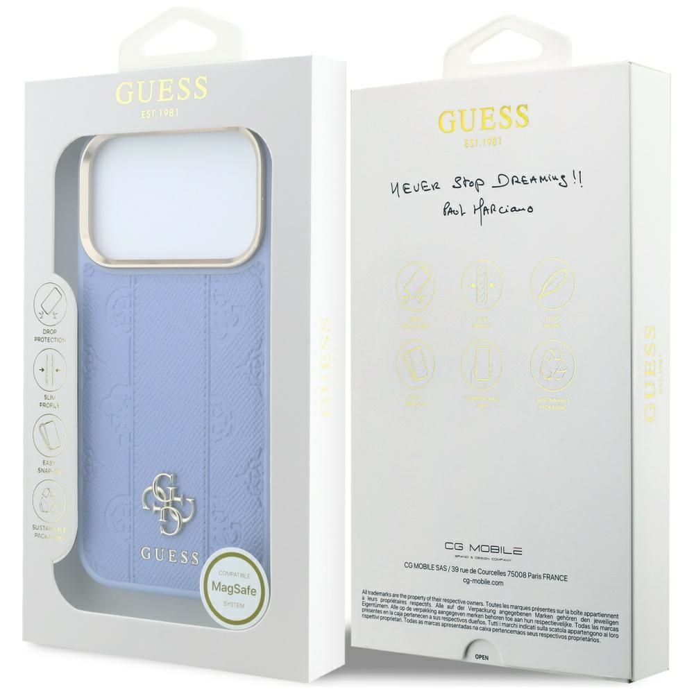 Case for IPHONE 18 Pro Max/17 Pro Max compatible with MagSafe (Stripe Peony 4G Logo) light blue