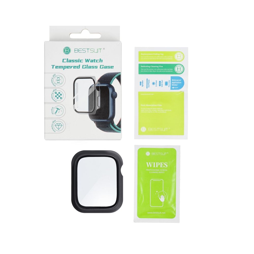 Bestsuit Case with Hybrid Glass for Apple Watch 10/11 42mm - black